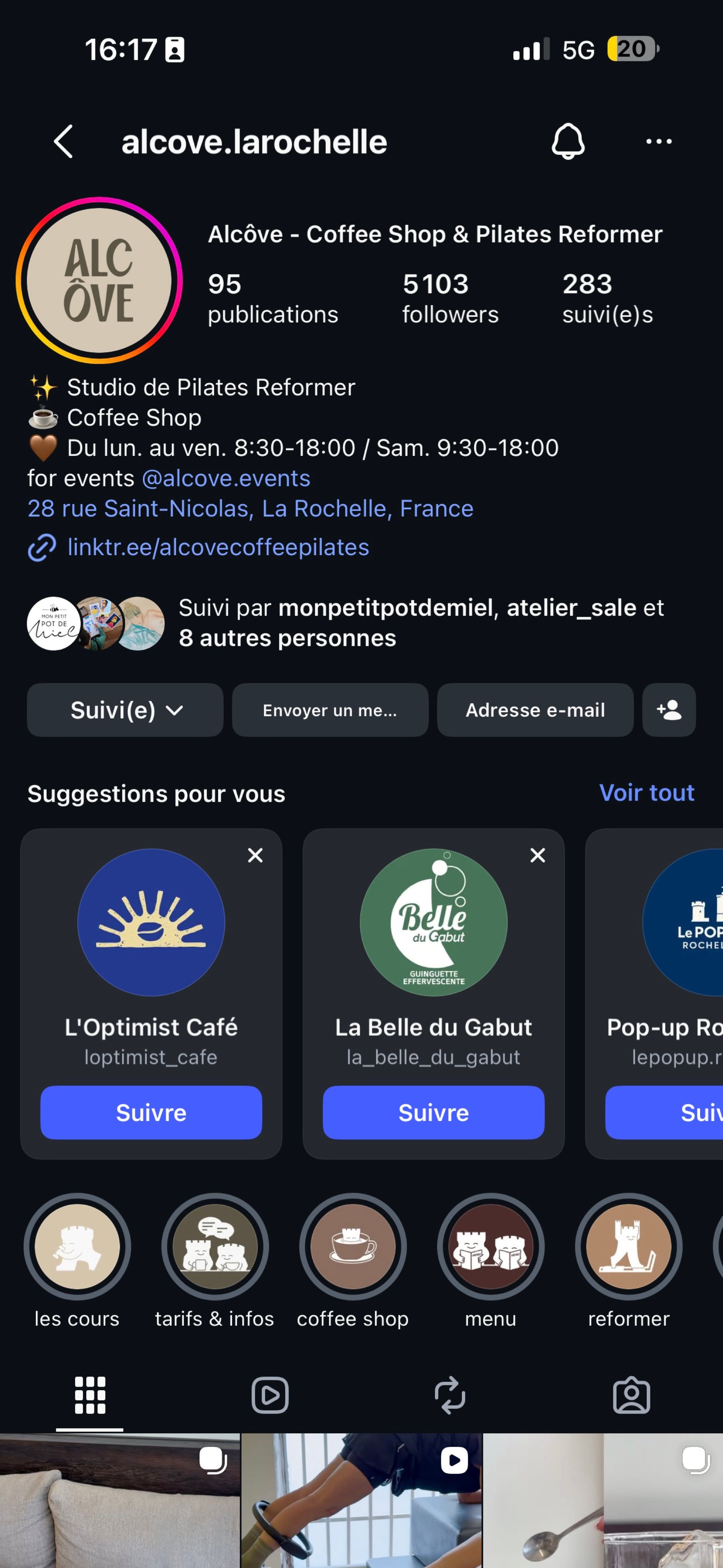 Compte Instagram Alcove La Rochelle
